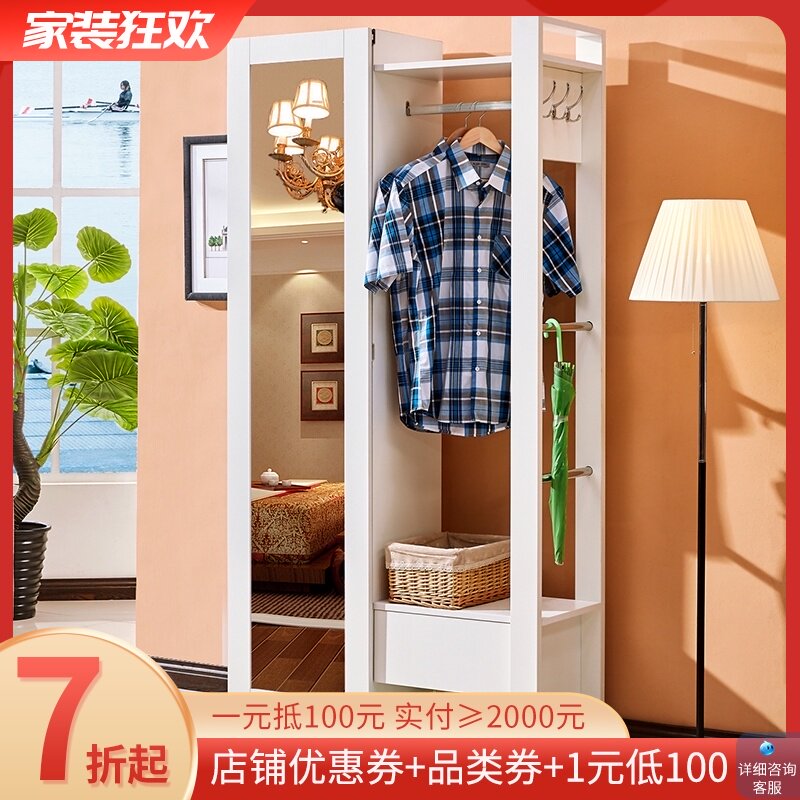 美福豪多功能门厅柜推拉门鞋柜穿衣镜隔断玄关柜衣帽柜装饰柜M-02