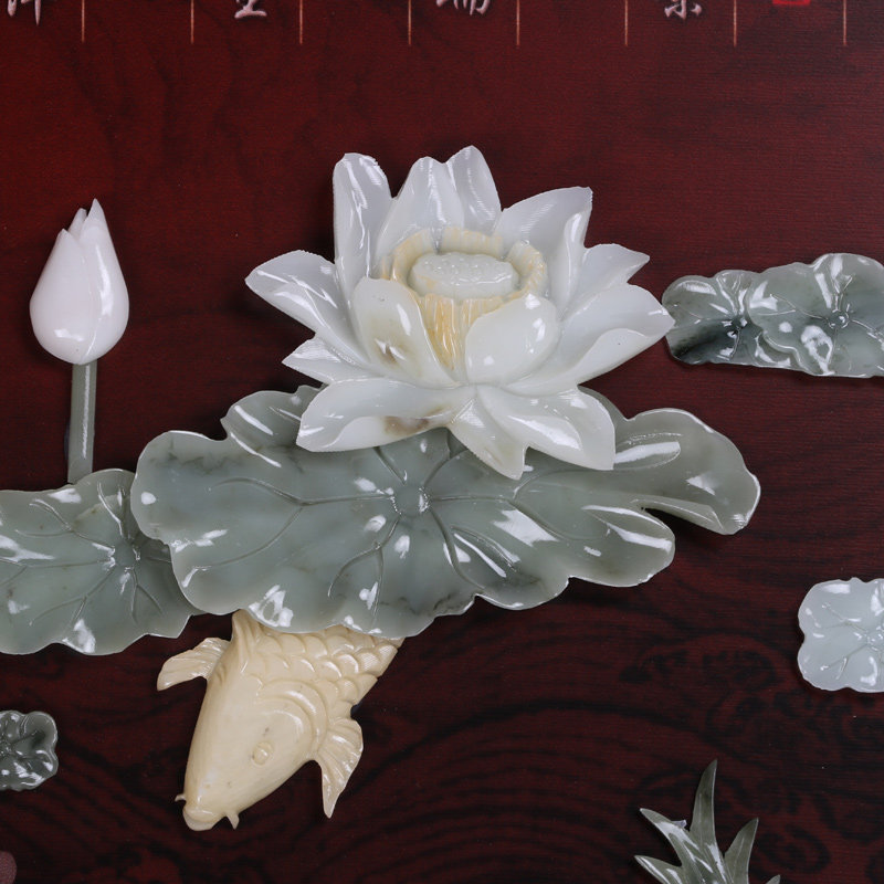 客厅装饰挂画实木木雕玉石雕刻沙发背景墙玄关挂件古典新中式牌匾