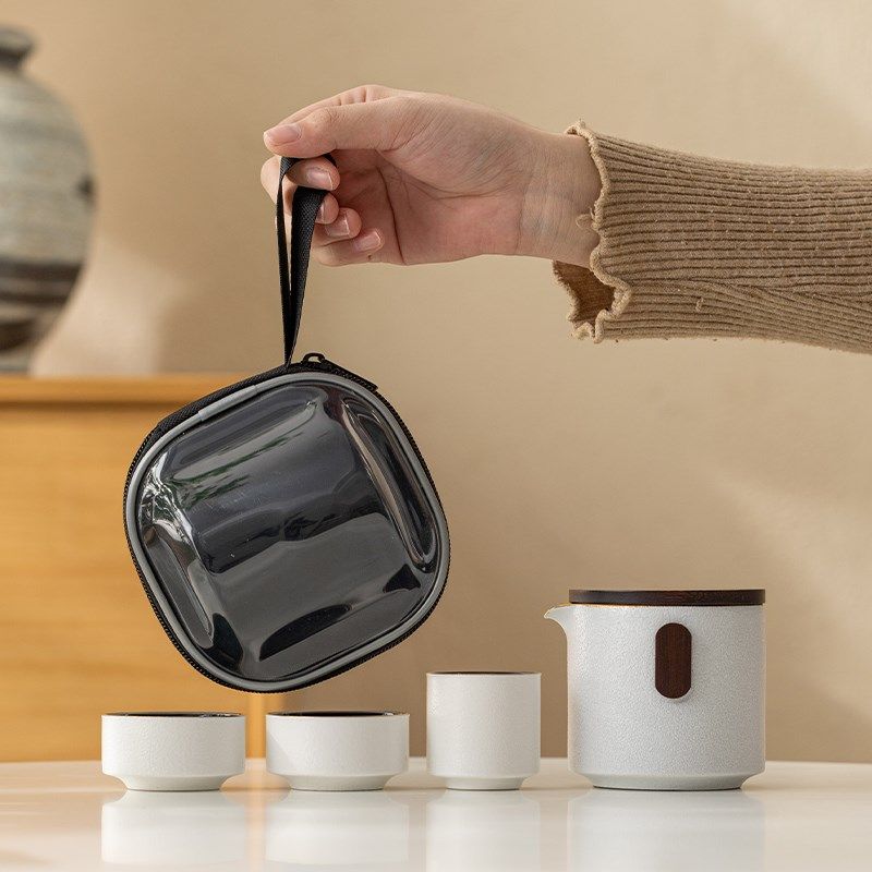 远舍旅行茶具小套装便携式快客杯户外露营旅游泡茶壶茶杯一壶三杯