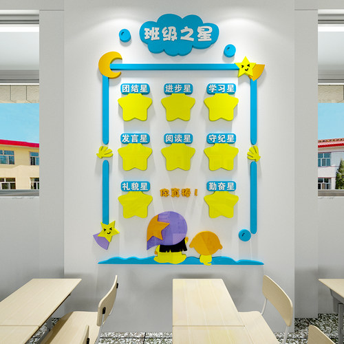 班级文化布置班级之星墙贴小学幼儿园教室装饰评比栏每月之星立体