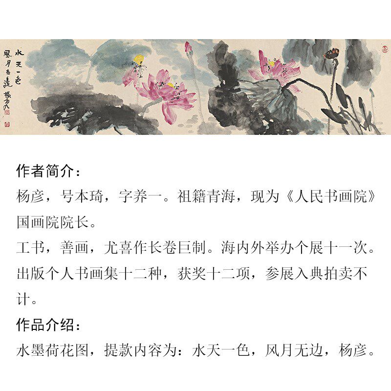 荷花国画花鸟画已裱框新中式客厅沙发背景墙装饰画餐厅卧室横版画