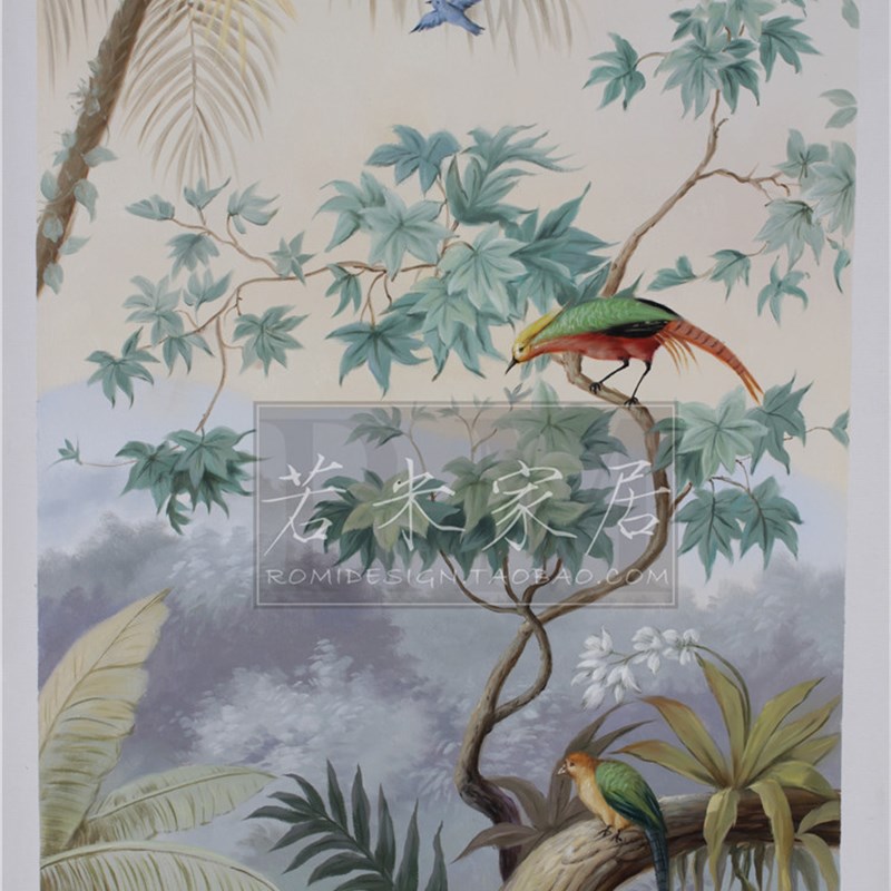 124x75热带植物 风景画 绿色花鸟油画玄关画别墅壁炉画欧式美式法