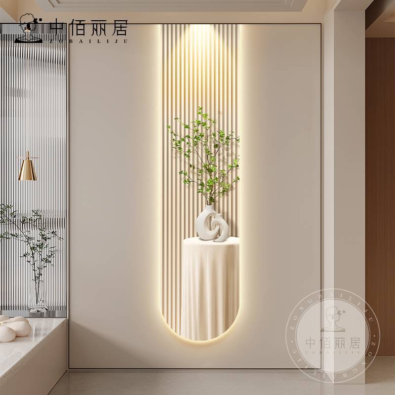 入户玄关装饰画北欧治愈系绿植走廊过道挂画沙发背景墙led灯壁画