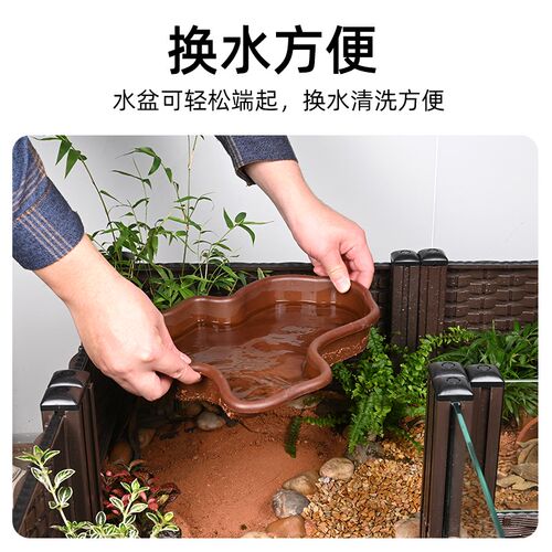 黄缘龟专用饲养箱半水龟生态造景绿植物缸套餐带轮子可移动超大缸