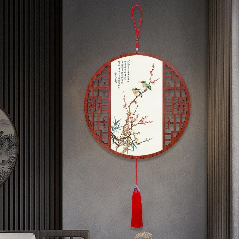 床头墙面中国结挂饰新中式花鸟国画入户玄关过道装饰画客餐厅挂件