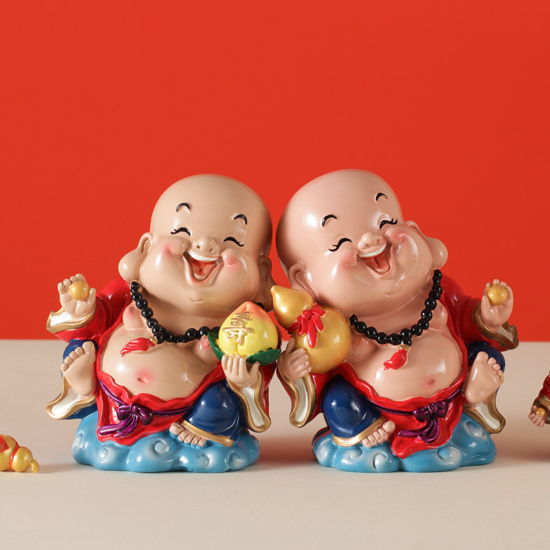 可爱弥勒佛工艺品小摆件客厅家里房间装饰品创意笑佛网红桌面摆设