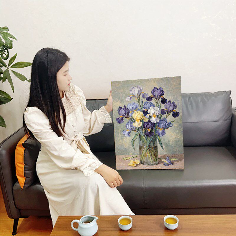 数字油画diy填色画手绘油画花卉新中式油彩画客厅画摆件画装饰画