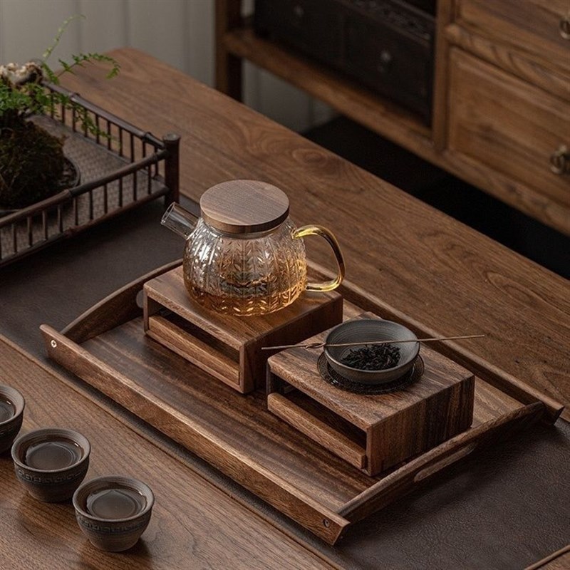 胡桃木温茶器实木煮花茶底座餐厅围炉煮茶保温套装蜡烛火炉烘茶叶