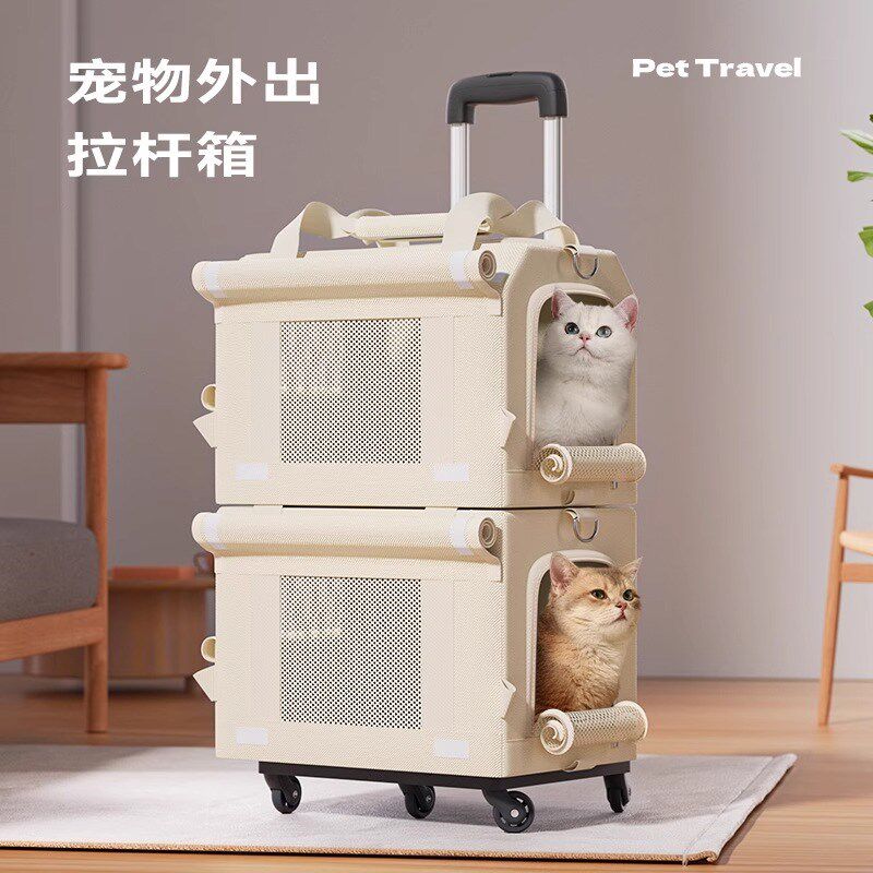 宠物拉杆箱猫包外出便携猫咪小狗狗猫箱行李箱出行背包斜跨大容量
