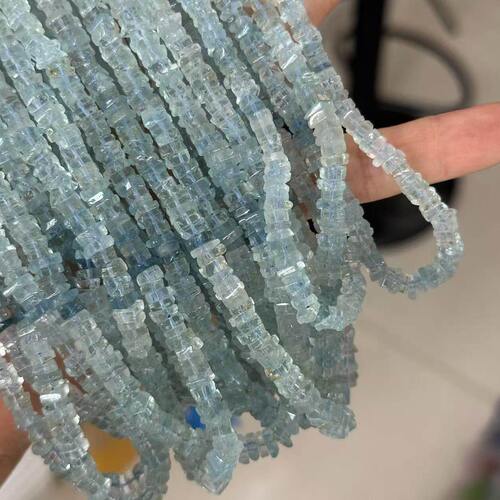 甄选天然海蓝方片隔片Aquamarine方形不定型方块散珠半成品饰品配