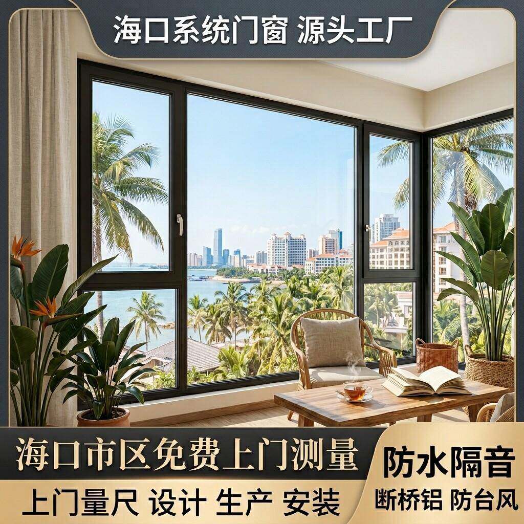 海口封阳台防台风断桥铝双层中空钢化玻璃隔音免费测量阳台窗户