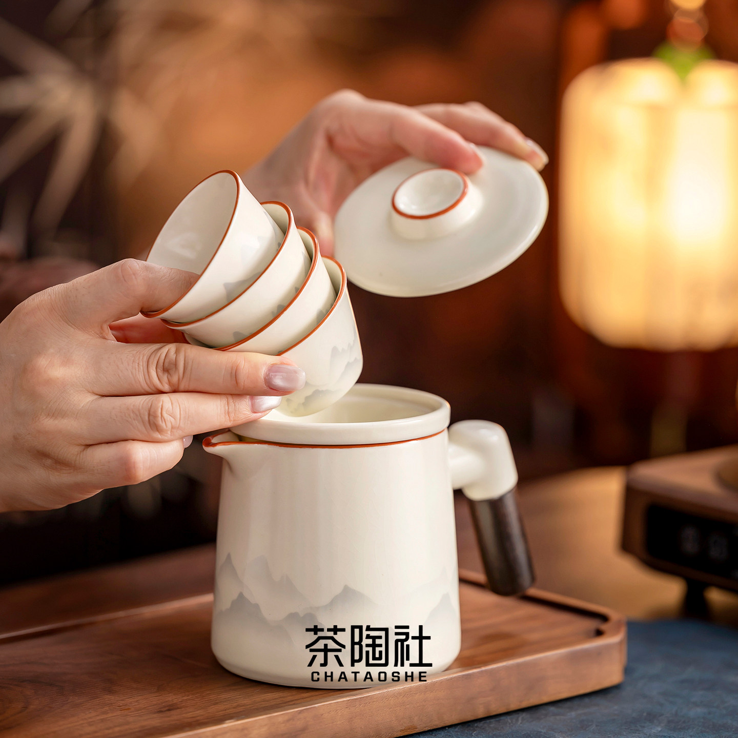 旅行茶具套装一壶四杯户外露营图片