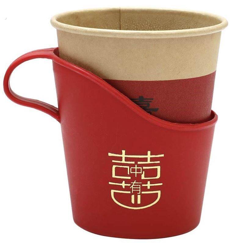 塑料杯托杯套一次性纸杯杯托结婚加厚杯托杯架防烫隔热杯套茶杯托