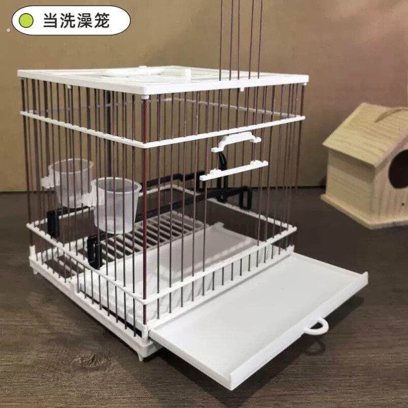绣眼鸟笼新款挂钩式塑料板笼塑钢鸟笼贝子柳莺玉鸟小鸟笼洗澡笼