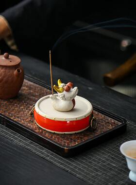 甄选龙年创意小龙香薰炉摆件客厅生肖龙茶宠茶玩香托香器龙鼓香插