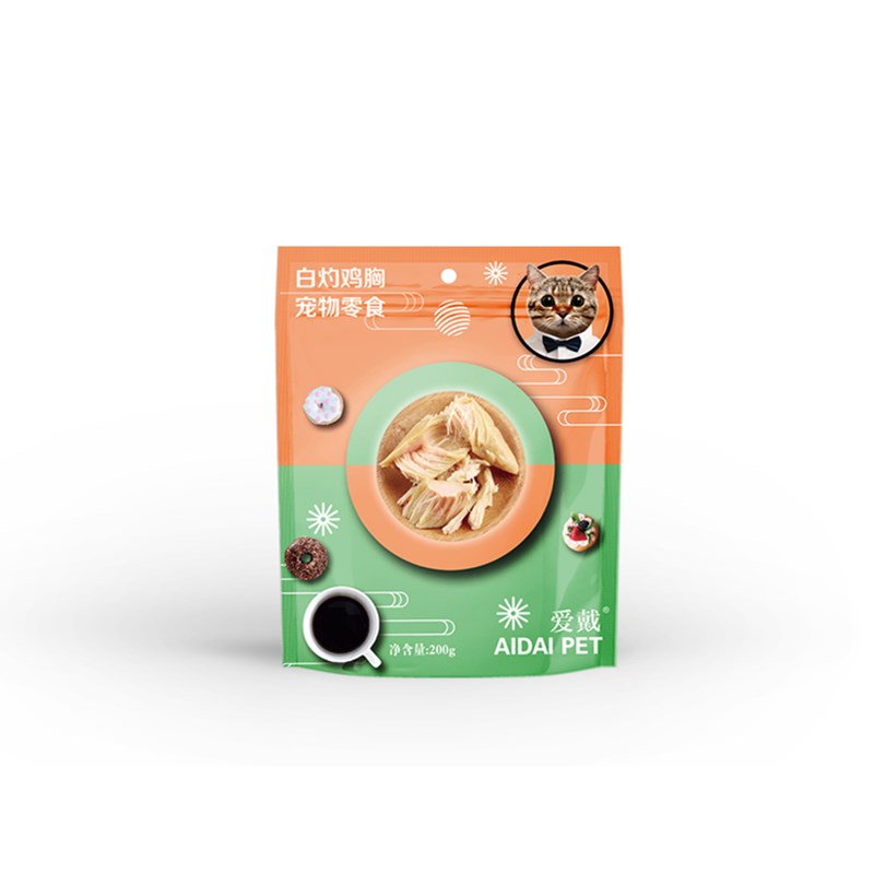 爱戴猫咪零食白灼鸡胸清蒸鲣鱼营养增肥水煮鸡肉条湿粮包200gx2袋