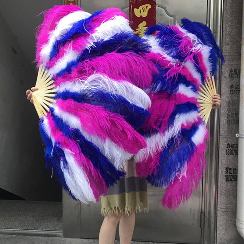 羽毛扇鸵鸟毛扇子 肚皮舞蹈蹦迪酒吧表演演唱会道具羽毛扇子折扇