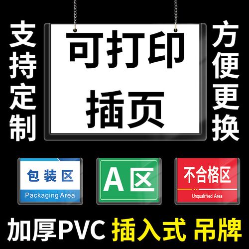 分区挂牌a4悬挂吊牌可更换替换仓库标识牌生产车间区域划分指示牌