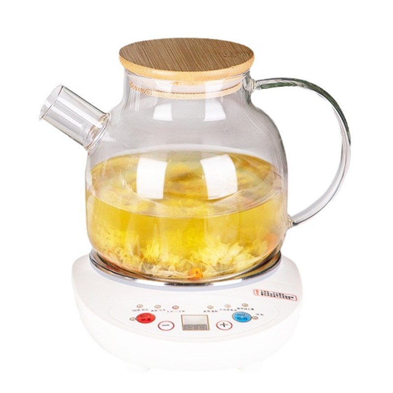 墨绿色1.2升玻璃养生壶 自动保温防溢花茶壶 适用办公室小型煎药