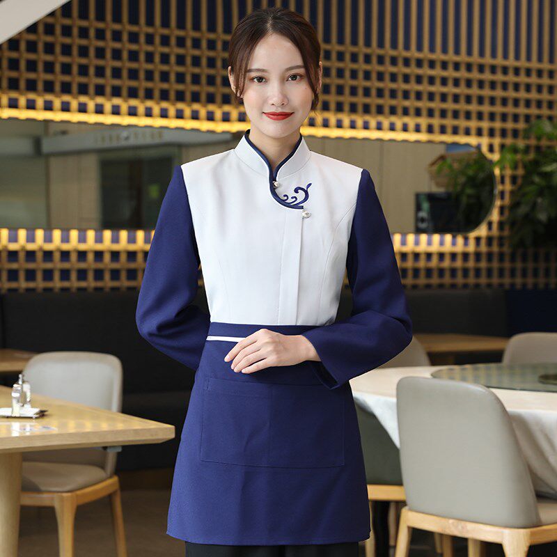 酒店服务员工作服女长袖春秋饭店餐饮火锅店工服茶楼餐厅员工服装