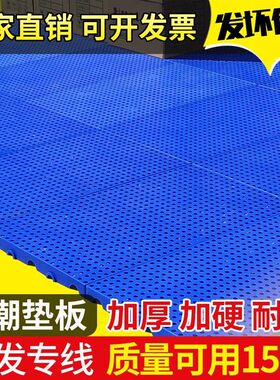 仓库蓝色塑料隔板防潮垫防水隔层熟料地台板离地简易镂空挡板托盘