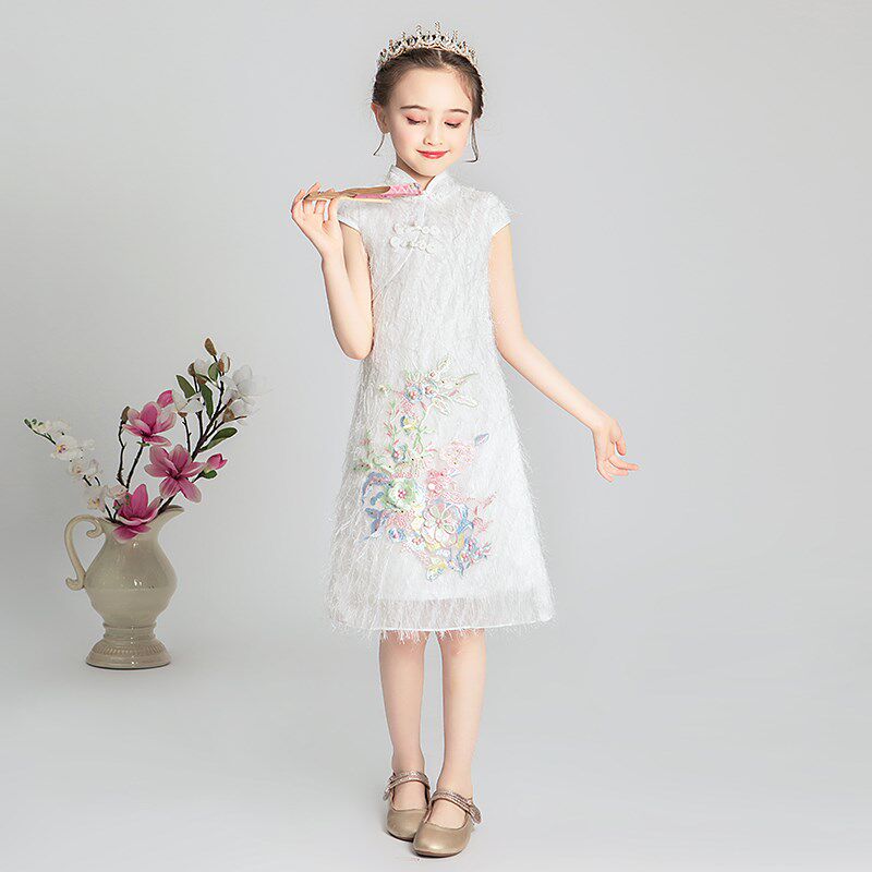 女童小孩旗袍裙宝宝改良唐装中国风儿童走秀中大童演出服洋气夏季