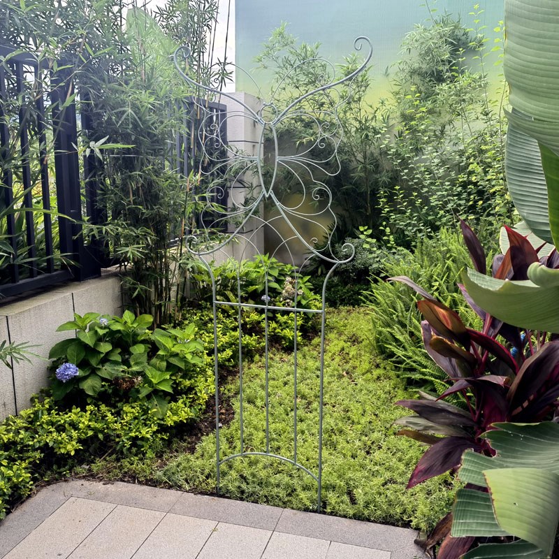 铁艺花架庭院复古爬藤架欧式蝴蝶篱笆围栏户外阳台绿植牵引支架
