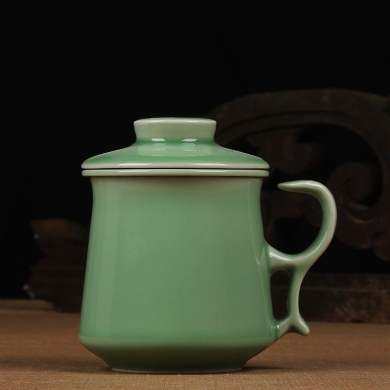 青瓷茶杯陶瓷过滤泡茶杯茶水分离带内胆观复嘟嘟杯梅子青男女杯
