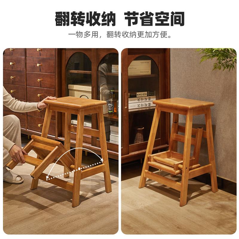 实木可折叠梯凳家用登高凳子两用梯子楼梯椅子木质板凳高脚换鞋凳