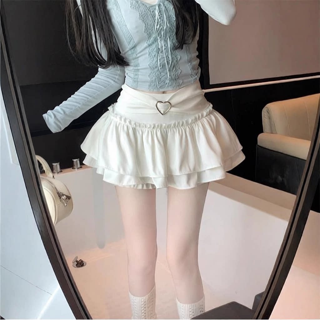 芭蕾风白色蓬蓬半身裙女春夏季高