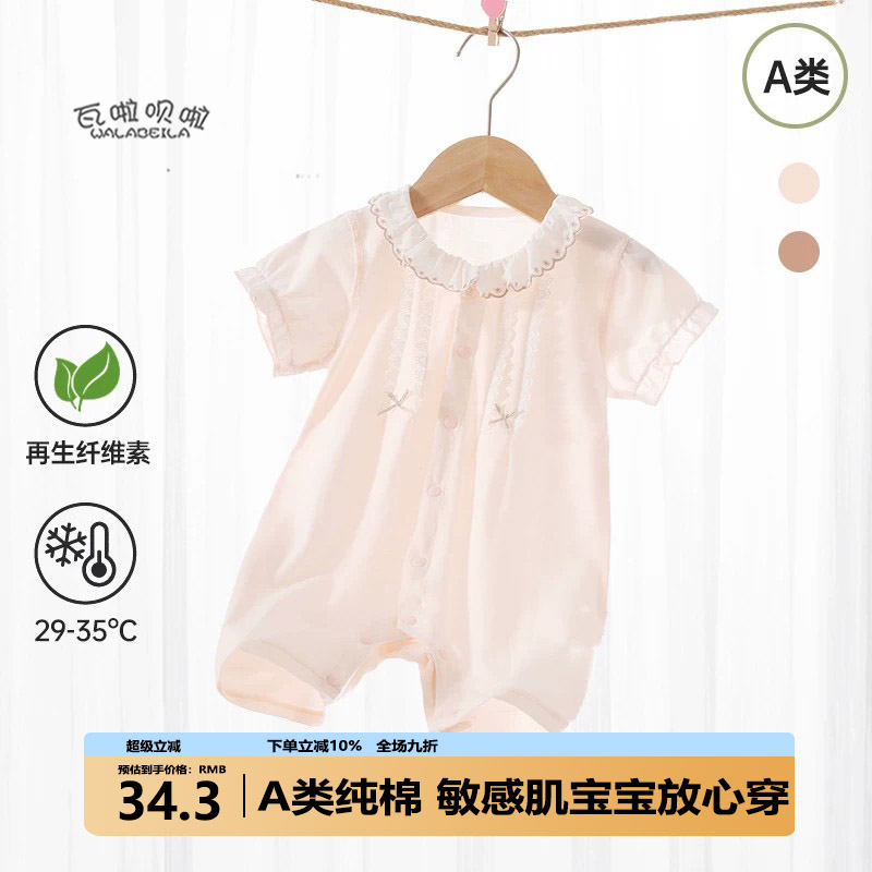 新生儿夏季女宝宝衣服薄款短袖婴儿连体衣公主风外出穿搭时尚图片