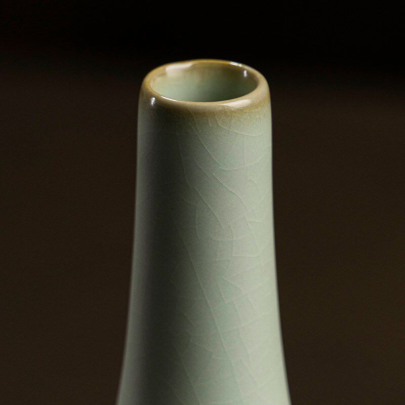 汝窑胆瓶花插手工花瓶景德镇瓷器汝瓷冰裂釉中式仿古青瓷宋礼盒装