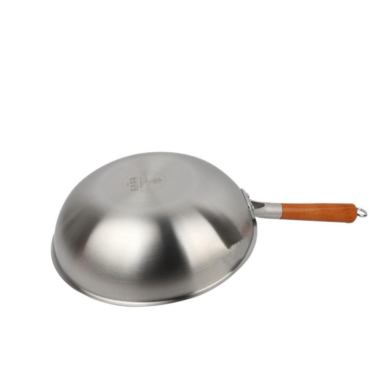 派力白珍珠不锈铁锅炒菜锅木柄炒锅不锈锅具煎锅炖锅电磁炉炒锅