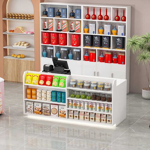 吧台店铺小型柜台超市收银台便利店柜台桌展示架奶茶店前台接待台