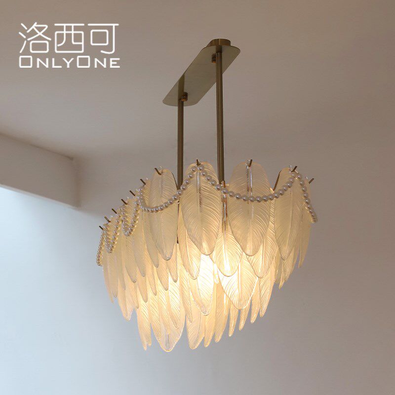 洛西可 艺术玻璃吊灯长方形餐厅吧台饭厅美式法式复古vintage灯具