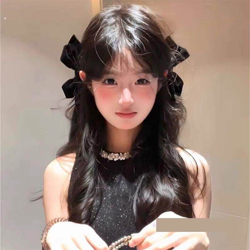 耳后发卡侧边耳后发夹女士侧边碎发夹子别头发的发夹黑色丝绒发夹