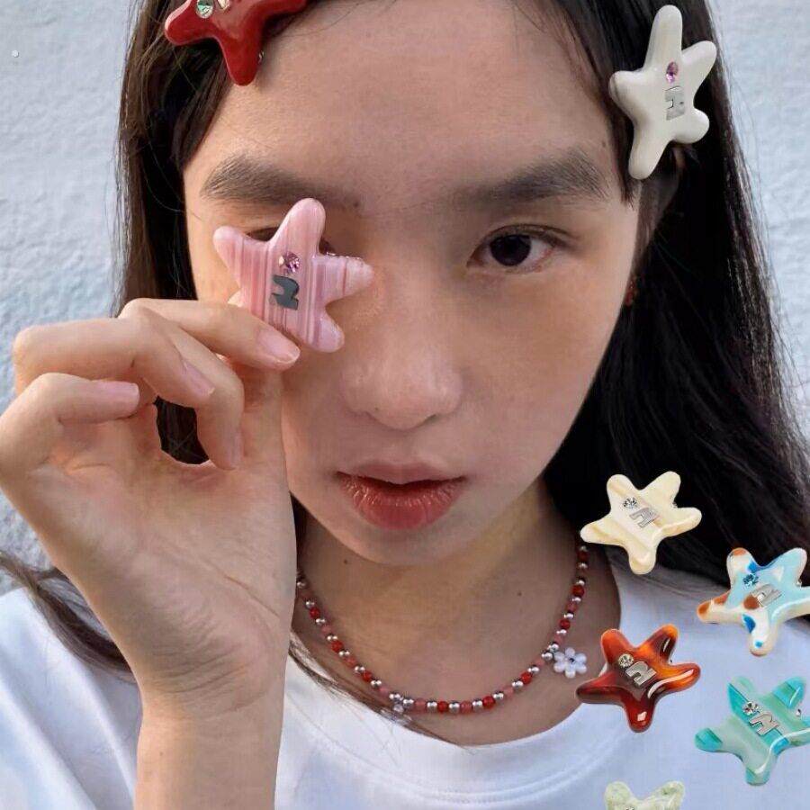 孩子气和可爱的谈话明星“彩色刘海夹多彩色海星发带侧夹发夹可爱