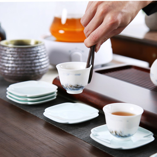 青瓷杯垫影青茶杯垫防烫日式隔热垫杯托陶瓷茶托功夫茶具茶道零配