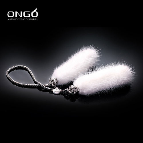 ongo形动汽车貂毛挂件后视镜挂饰车载摆件高贵车内装饰用品改装