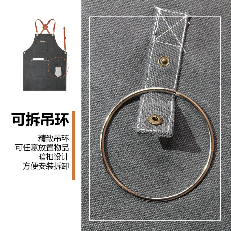 高级牛仔围裙订制logo印字咖啡奶茶店餐饮厨房男士专用帆布工作服
