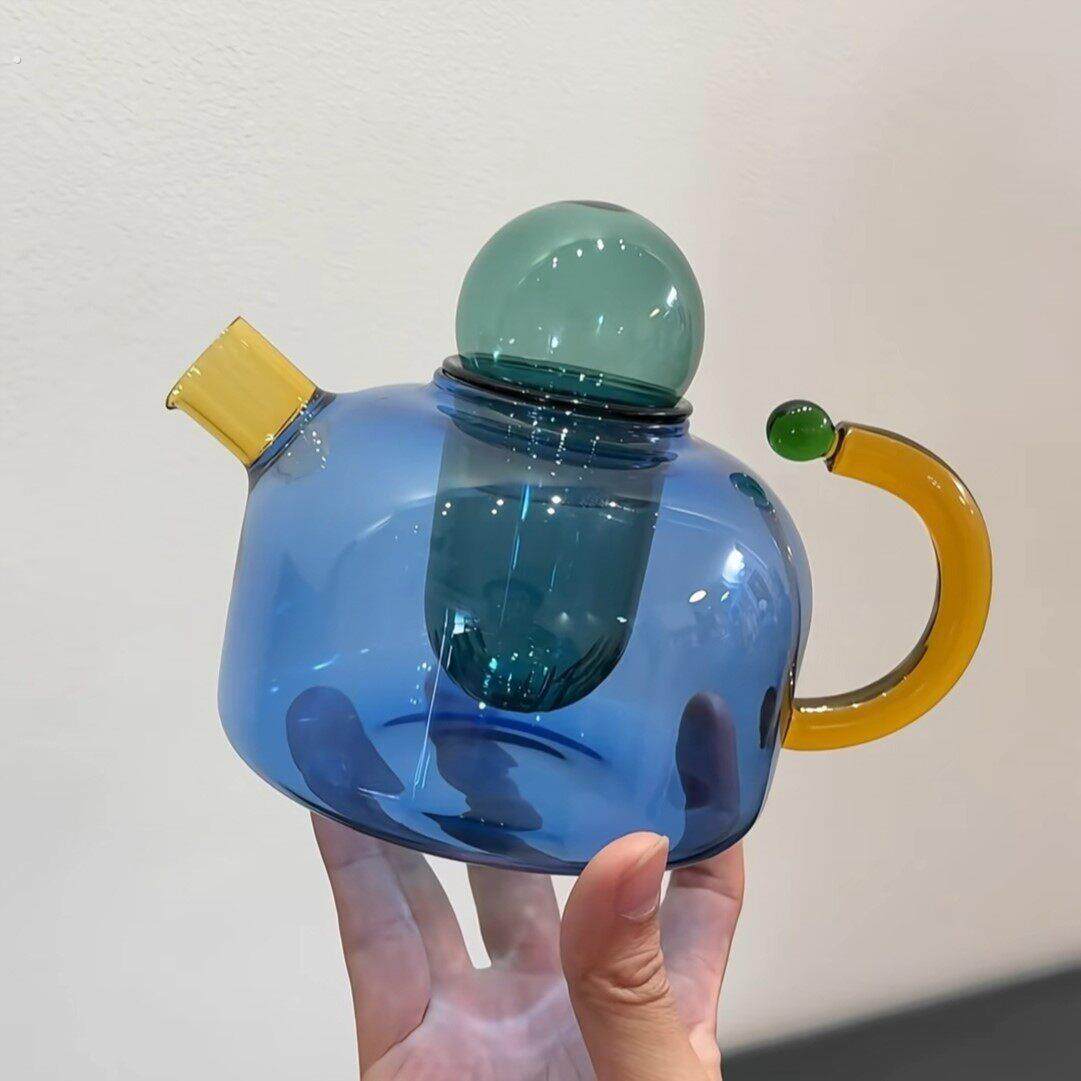 撞色耐高温玻璃茶水分离过滤小泡茶壶家用电陶炉创意围炉煮茶壶器