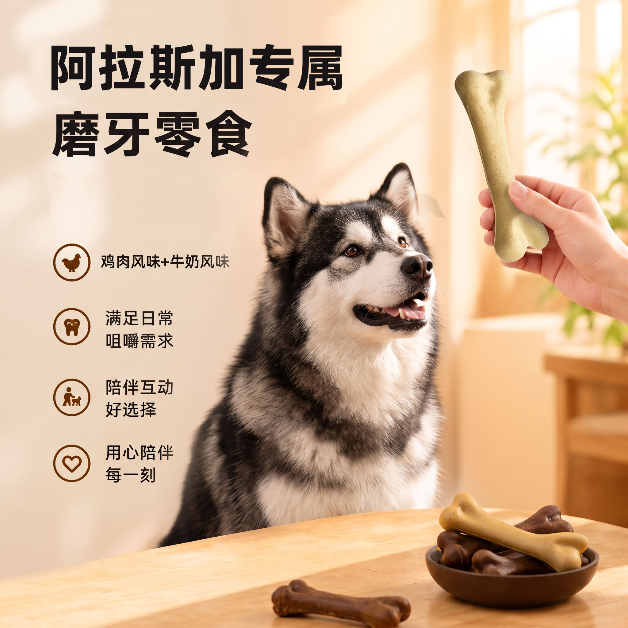 阿拉斯加磨牙棒宠物狗幼犬成犬老年犬通用洁齿骨狗咬胶零食耐咬