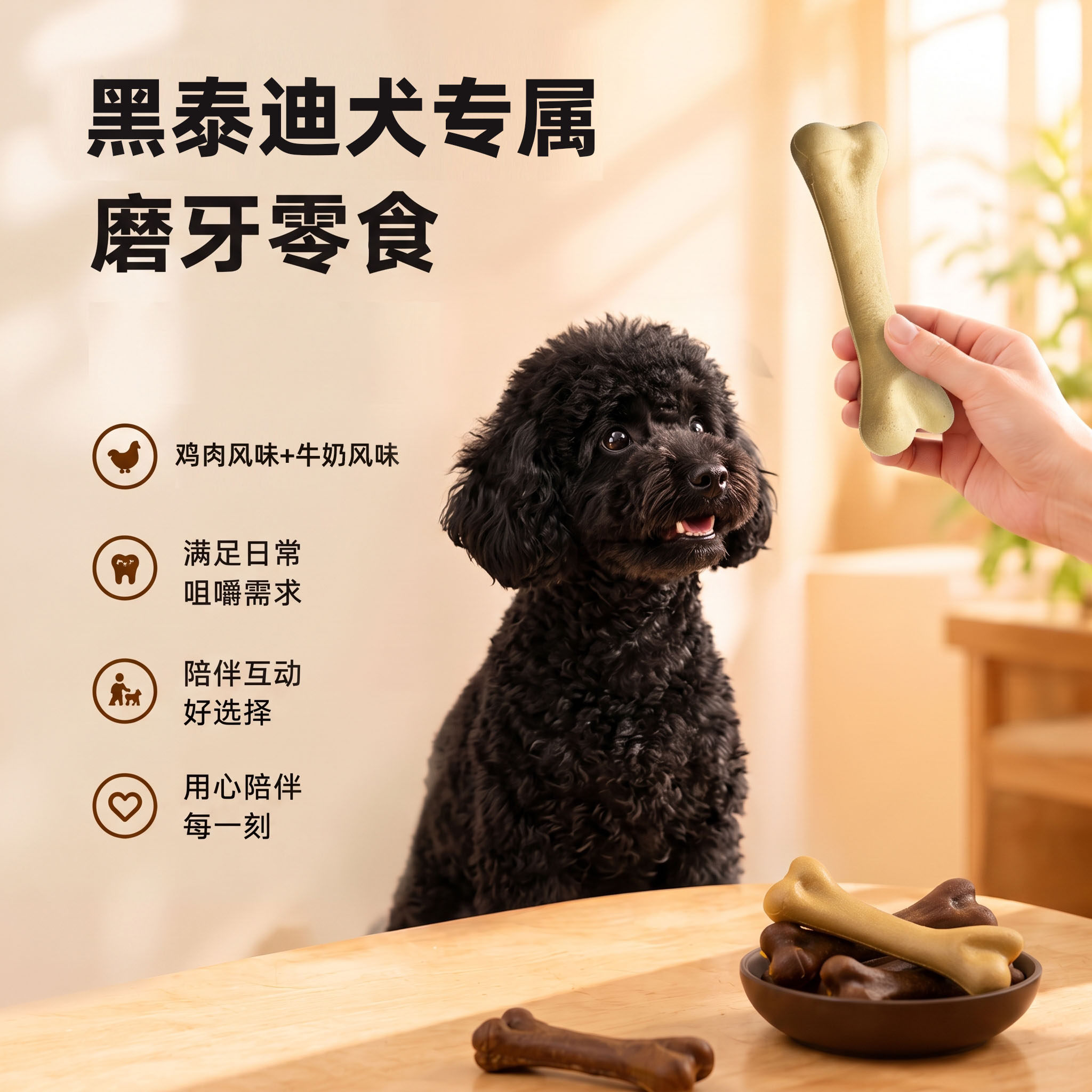 黑泰迪犬磨牙棒宠物狗幼犬成犬老年犬通用洁齿骨狗咬胶零食耐咬