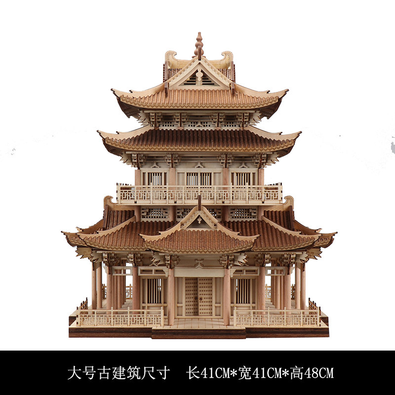 新中式创意古建筑艺术品书房办公桌酒店展示柜样板间软装饰品摆件
