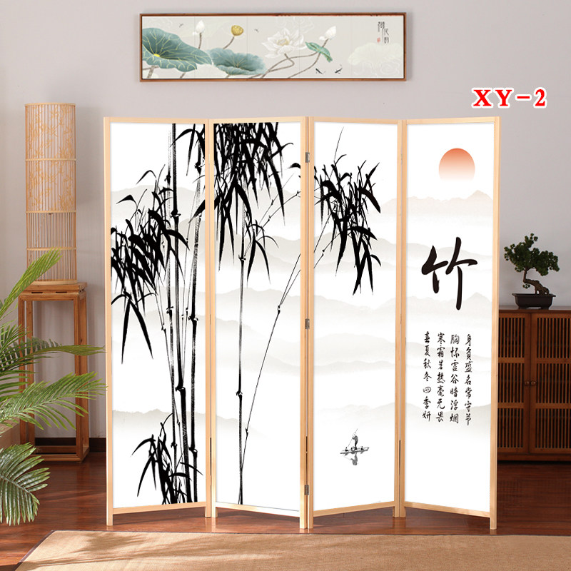 实木屏风隔断玄关折屏座屏客厅办公室隔断新中式玄关屏风帘移动现