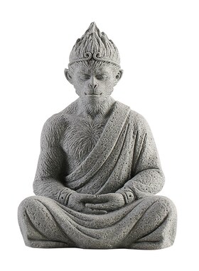 创意孙悟空猴子青砂石摆件鱼缸盆栽造景装饰齐天大圣客厅酒柜禅意