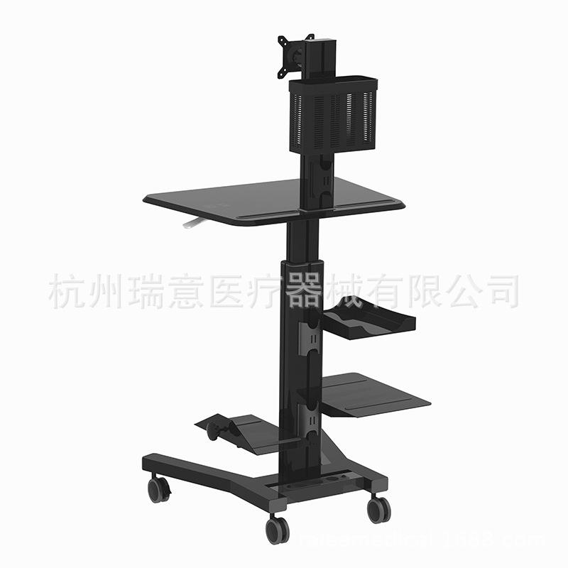 手术室小推车电脑工作站移动查房车一体机显示器气压升降手麻支架