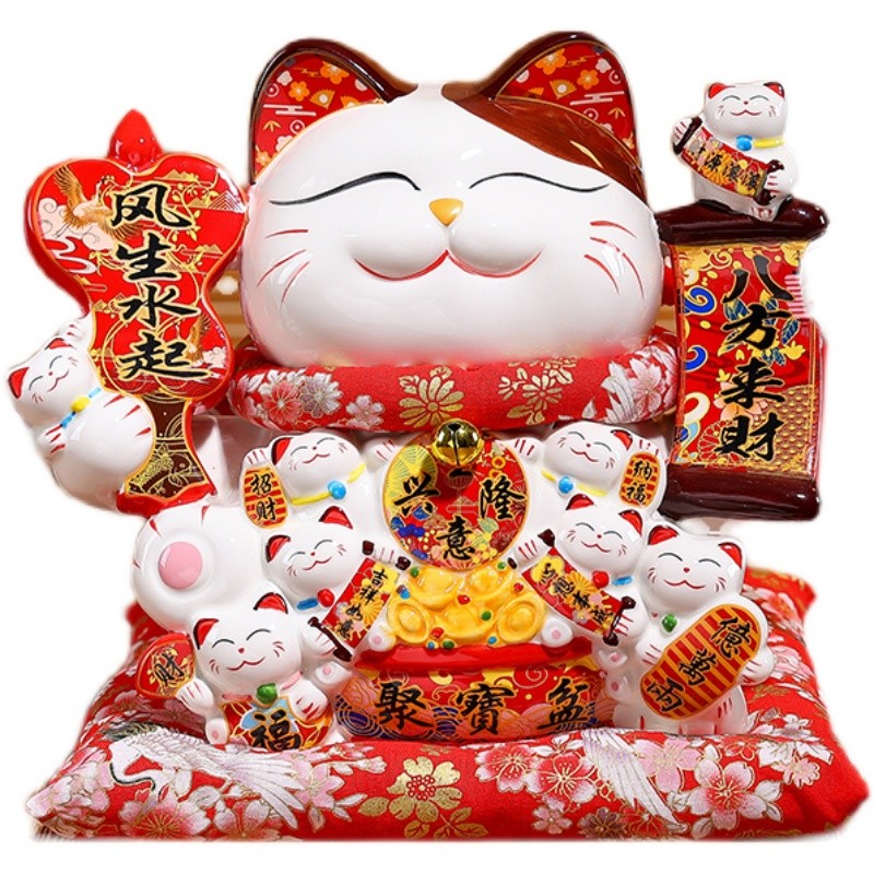 招财猫摆件大号发财猫陶瓷存钱罐存钱储蓄罐家居店铺开业创意礼品