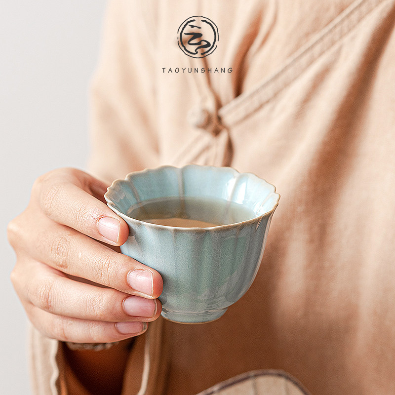 陶云尚 汝窑茶杯开片可养主人杯陶瓷品茗杯功夫茶具茶碗个人单杯图片