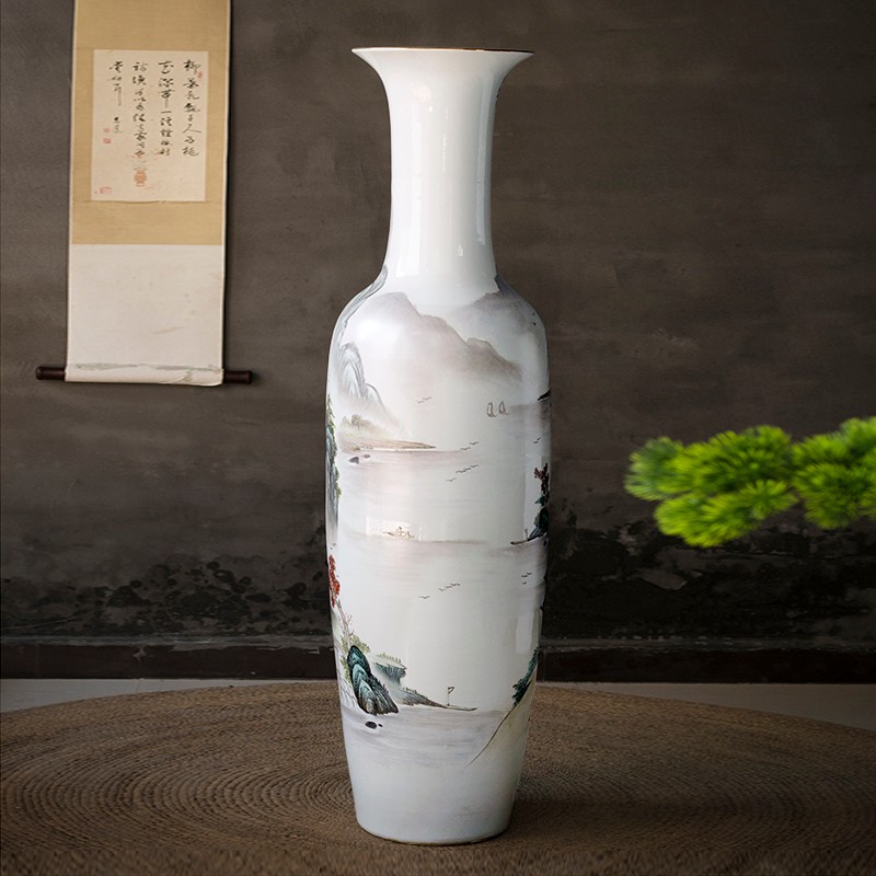 景德镇陶瓷落地大花瓶中式插花客厅玄关酒店名宿装饰瓷器摆件大号
